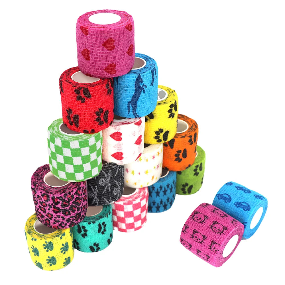 Athletic Tape Wraps for Sports, Colorful Bandage for Tattooing, Finger Joint, Knee Pet, Printed Self-Adhesive Wraps, 2.5cm-10cm